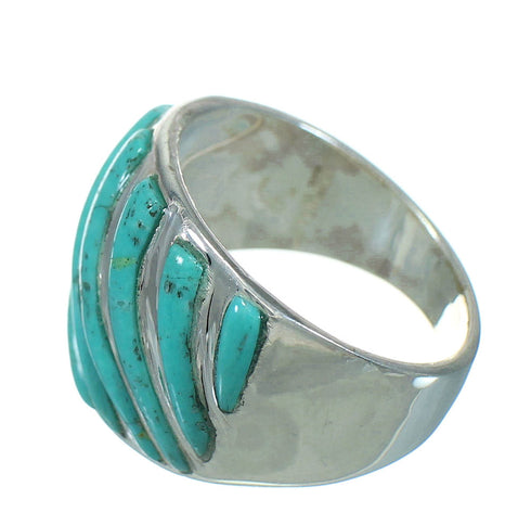 Turquoise Inlay Sterling Silver Southwest Jewelry Ring Size 8 RX86339